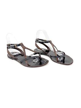 Louis Vuitton City Break Black Brown Monogram Flat Sandals Size 38 US 8 Women's